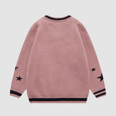 Pullover mit V-Ausschnitt, Knopfdekor und Sternenmuster